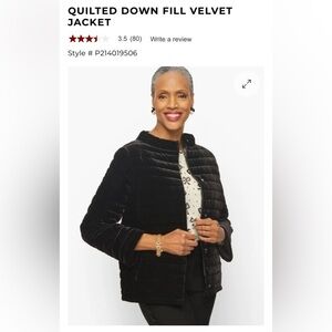 Talbots Quilted Down Filled Velvet Puffer Evening Jacket Cocktail Blk Size 12